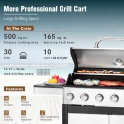 Sunshine Valley Black and Silver 6 -Burner Liquid Propane Gas Grill 1 -Side Burner