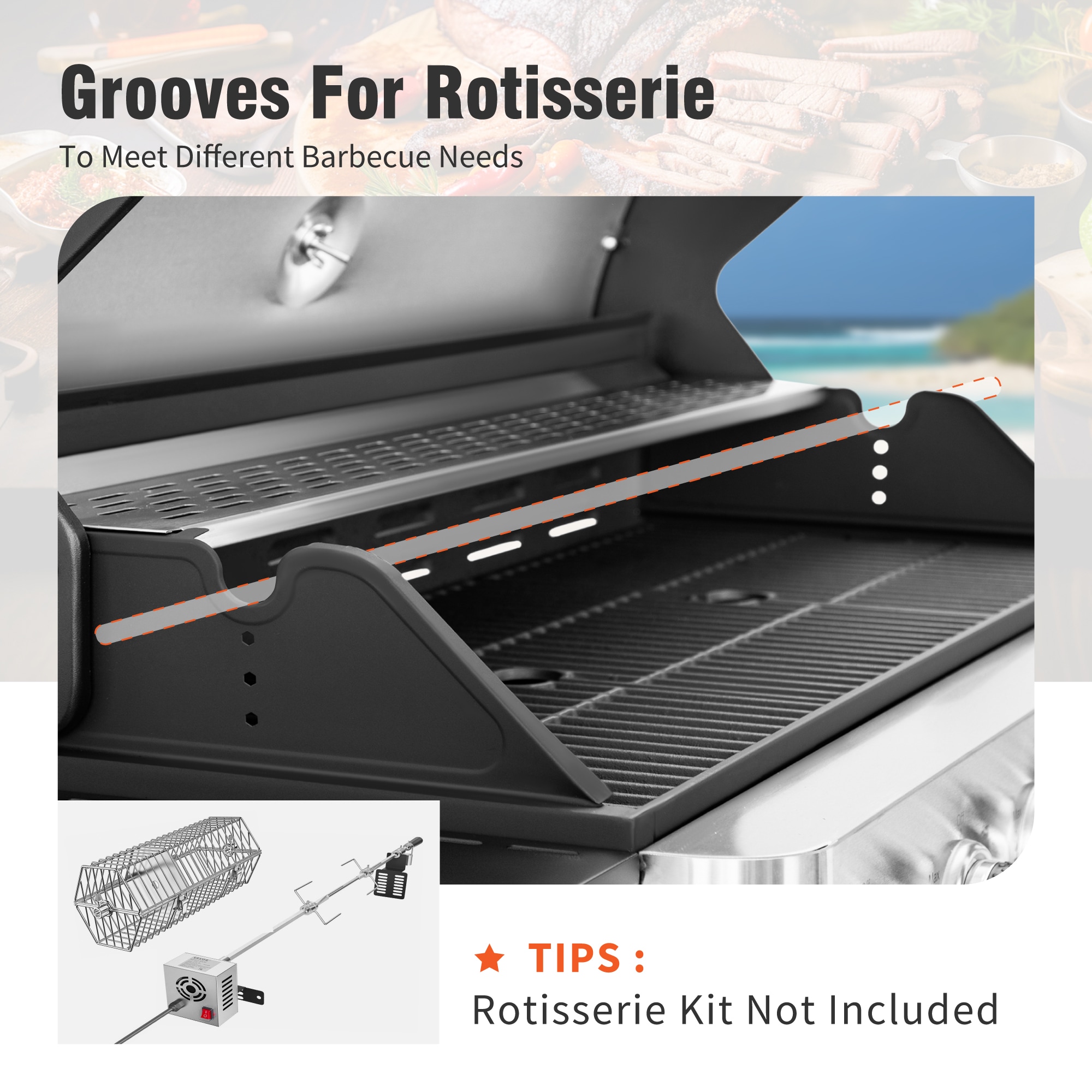 Sunshine Valley Black and Silver 6 -Burner Liquid Propane Gas Grill 1 -Side Burner