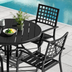 Nuu Garden 5 -Piece Black Patio Dining Set Iron Round Table with 4 Stackable Stationary Chairs