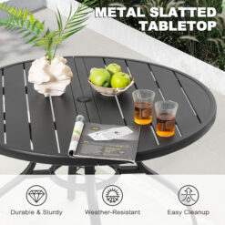 Nuu Garden 5 -Piece Black Patio Dining Set Iron Round Table with 4 Stackable Stationary Chairs