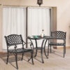 Nuu Garden 3 -Piece Black with gold Bistro Patio Dining Set Aluminum Round Table with 2 Stationary Chairs
