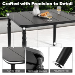 Nuu Garden 5 -Piece Black Wicker Patio Dining Set Iron Square Table with 4 Stationary Chairs