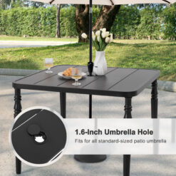 Nuu Garden 5 -Piece Black Wicker Patio Dining Set Iron Square Table with 4 Stationary Chairs