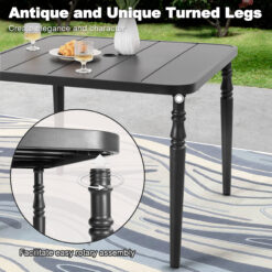 Nuu Garden 5 -Piece Black Wicker Patio Dining Set Iron Square Table with 4 Stationary Chairs