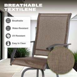Nuu Garden 5 -Piece Black Bar Height Patio Dining Set Iron Square Table with 4 Brown Swivel Chairs