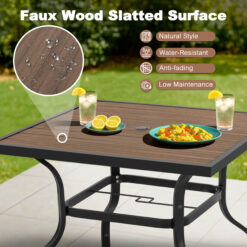 Nuu Garden 5 -Piece Black Wicker Patio Dining Set Iron Square Table with 4 Stationary Chairs