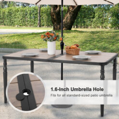 Nuu Garden 7 -Piece Black Patio Dining Set Iron Rectangle Table with 6 Stackable Stationary Chairs