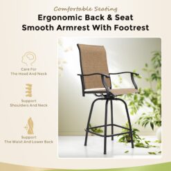 Sunshine Valley Outdoor Bistro Set 3 -Piece Black Balcony Height Patio Dining Set Steel Square Table with 2 Brown Swivel Chairs