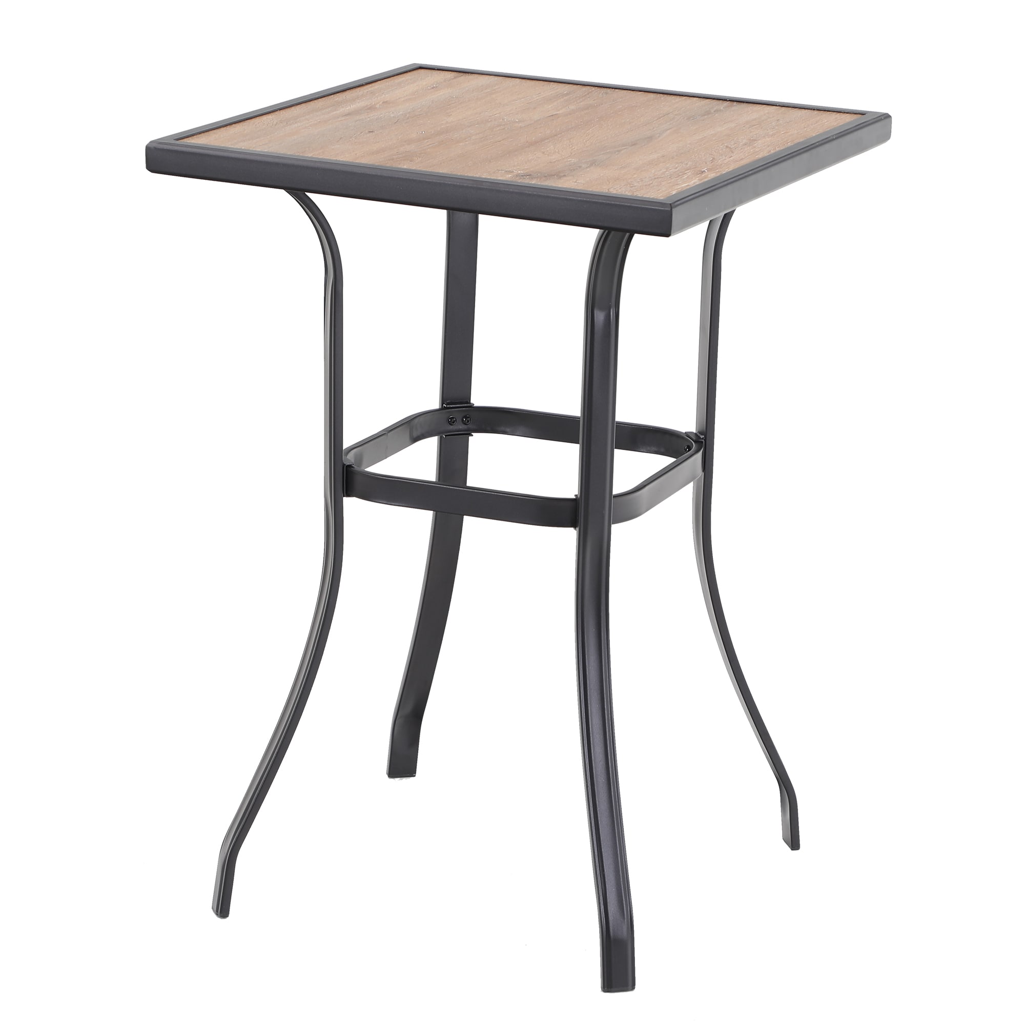 Sunshine Valley Outdoor Table and Chairs 3 -Piece Black Balcony Height Patio Dining Set Steel Square Table with 2 Gray Swivel Chairs