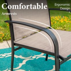 Sunshine Valley Outdoor Table and Chairs 9 -Piece Black Patio Dining Set Steel Rectangle Table with 8 Brown Stationary Chairs
