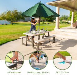 LIFETIME PRODUCTS 72-in Brown Resin Rectangle Folding Picnic Table