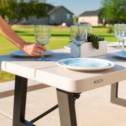 LIFETIME PRODUCTS 72-in Brown Resin Rectangle Folding Picnic Table