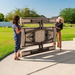 LIFETIME PRODUCTS 72-in Brown Resin Rectangle Folding Picnic Table