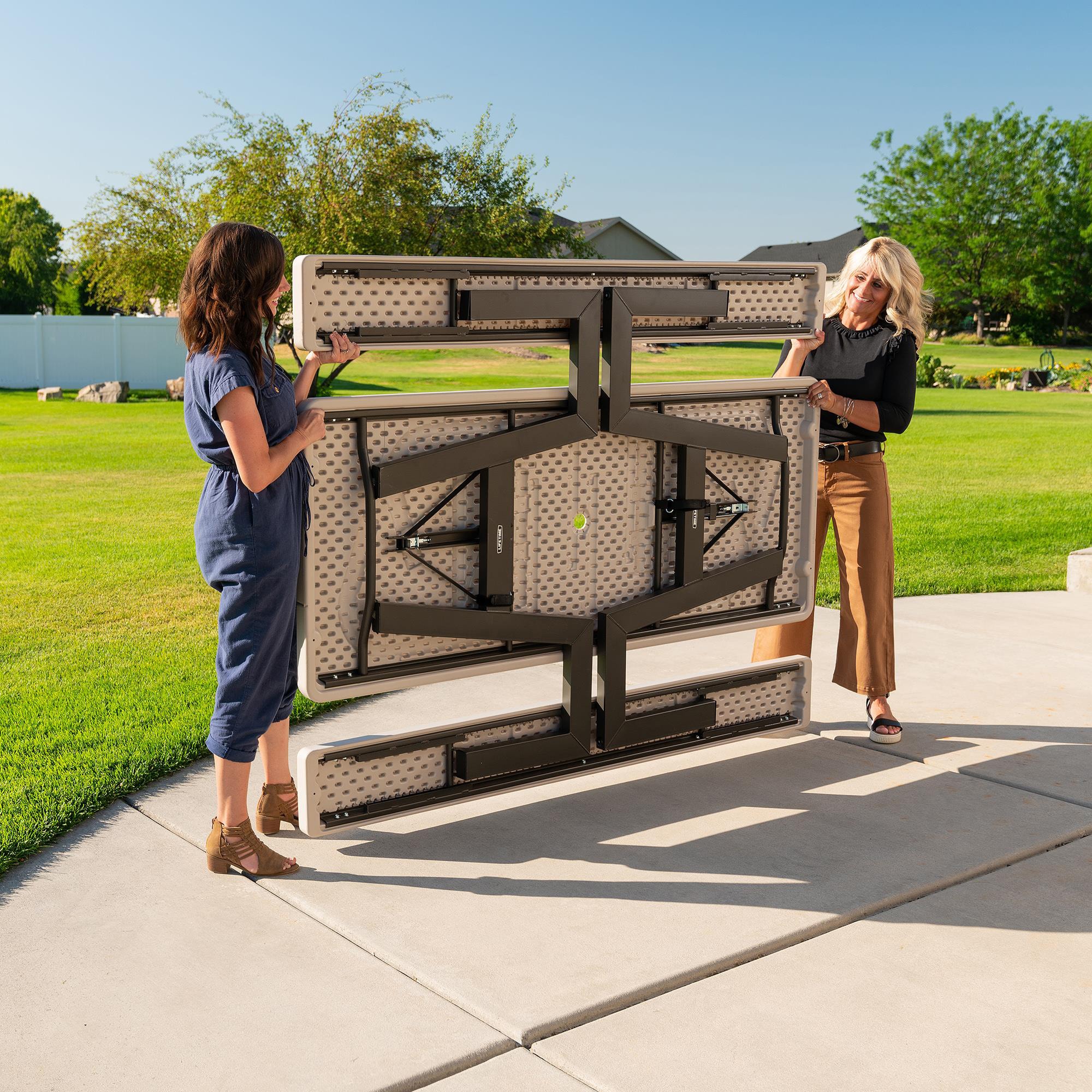 LIFETIME PRODUCTS 72-in Brown Resin Rectangle Folding Picnic Table