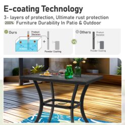 Sunshine Valley Outdoor Bistro Set 3 -Piece Black Rattan Counter height Steel Square Table with 2 Gray Cushions Swivel Chairs