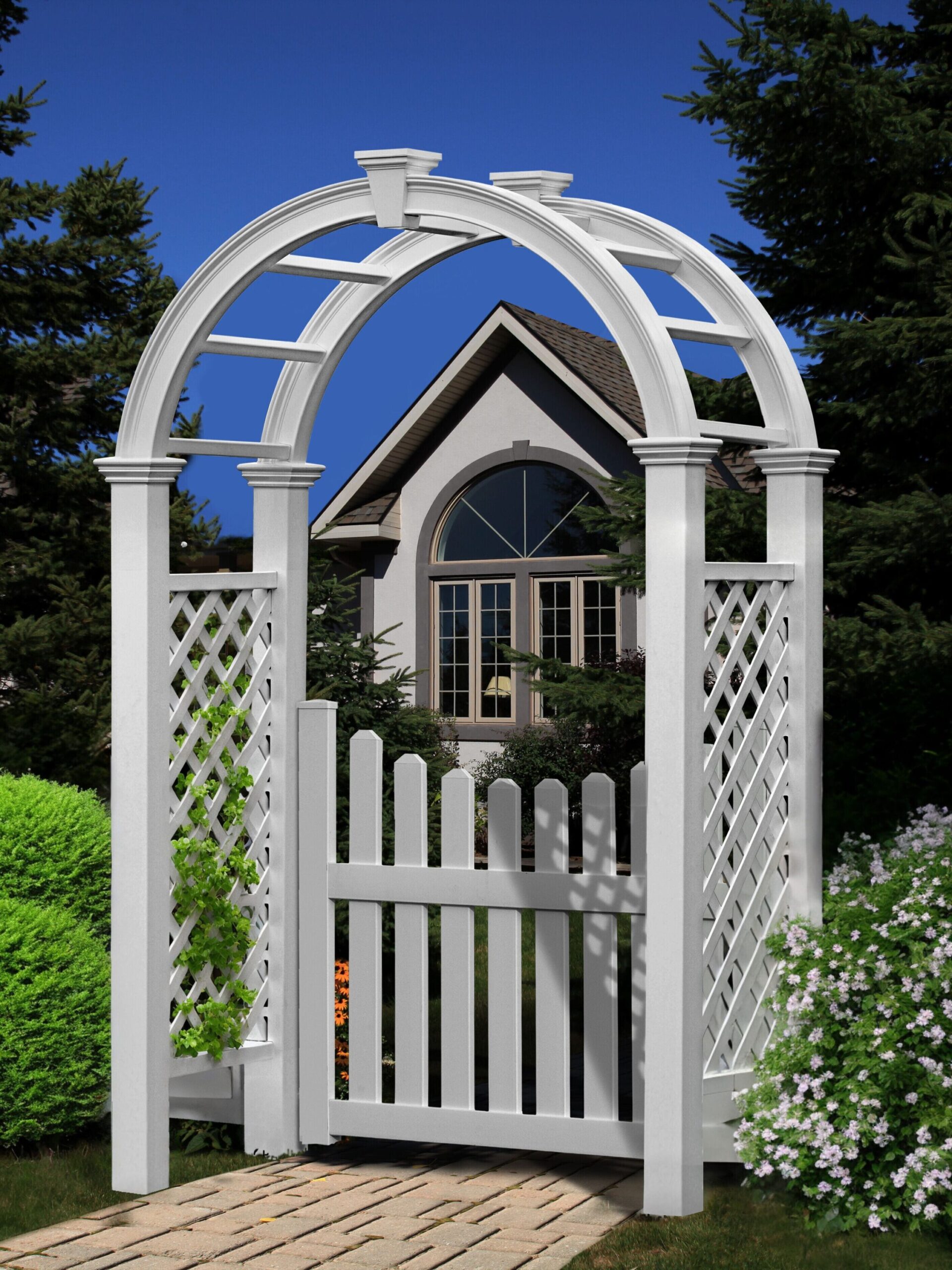 Vita 2.3-ft W x 8.5-ft H Arched CLASSIC White collection PVC Garden Arbor