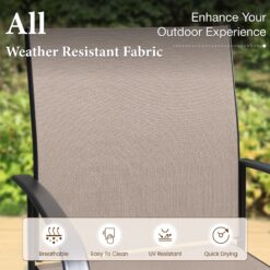 Sunshine Valley Outdoor Table and Chairs 5 -Piece Black Patio Dining Set Steel Square Table with 4 Tan Stationary Chairs