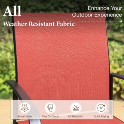 Sunshine Valley Outdoor Table and Chairs 5 -Piece Black Patio Dining Set Steel Square Table with 4 Red Stationary Chairs