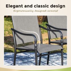 Sunshine Valley Outdoor Table and Chairs 7 -Piece Black Patio Dining Set Steel Rectangle Table with 6 Gray Stationary Chairs