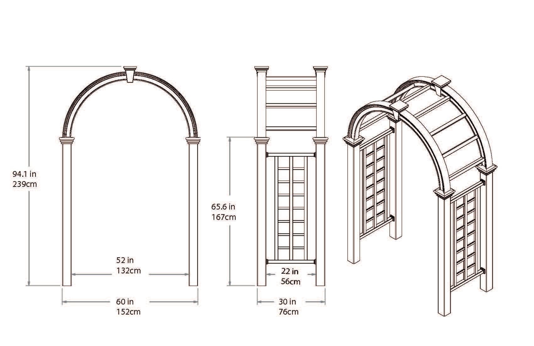 Vita 2.5-ft W x 7.84-ft H Arched CLASSIC White collection PVC Garden Arbor