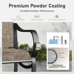 Sunshine Valley Outdoor Table and Chairs 5 -Piece Black Patio Dining Set Steel Square Table with 4 Brown Stationary Chairs