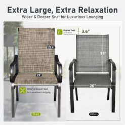 Sunshine Valley Outdoor Table and Chairs 5 -Piece Black Patio Dining Set Steel Square Table with 4 Brown Stationary Chairs