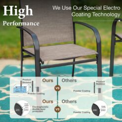 Sunshine Valley Outdoor Table and Chairs 6 -Piece Black Patio Dining Set Steel Round Table with 4 Gray Stationary Chairs and Umbrella Included