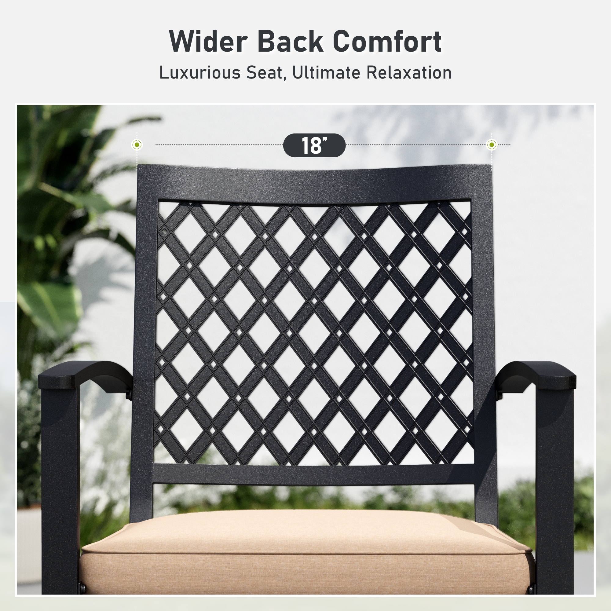 Sunshine Valley Outdoor Table and Chairs 5 -Piece Black Patio Dining Set Steel Square Table with 4 Beige Cushions Swivel Chairs