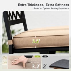 Sunshine Valley Outdoor Table and Chairs 5 -Piece Black Patio Dining Set Steel Square Table with 4 Beige Cushions Swivel Chairs