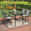 Sunshine Valley Outdoor Table and Chairs 5 -Piece Black Counter height Steel Rectangle Table with 4 Gray Swivel Chairs