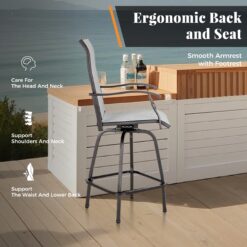 Sunshine Valley Outdoor Table and Chairs 5 -Piece Black Counter height Steel Rectangle Table with 4 Gray Swivel Chairs
