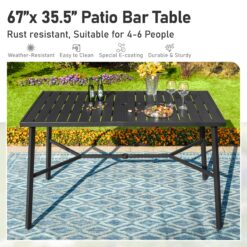 Sunshine Valley Outdoor Table and Chairs 5 -Piece Black Counter height Steel Rectangle Table with 4 Gray Swivel Chairs