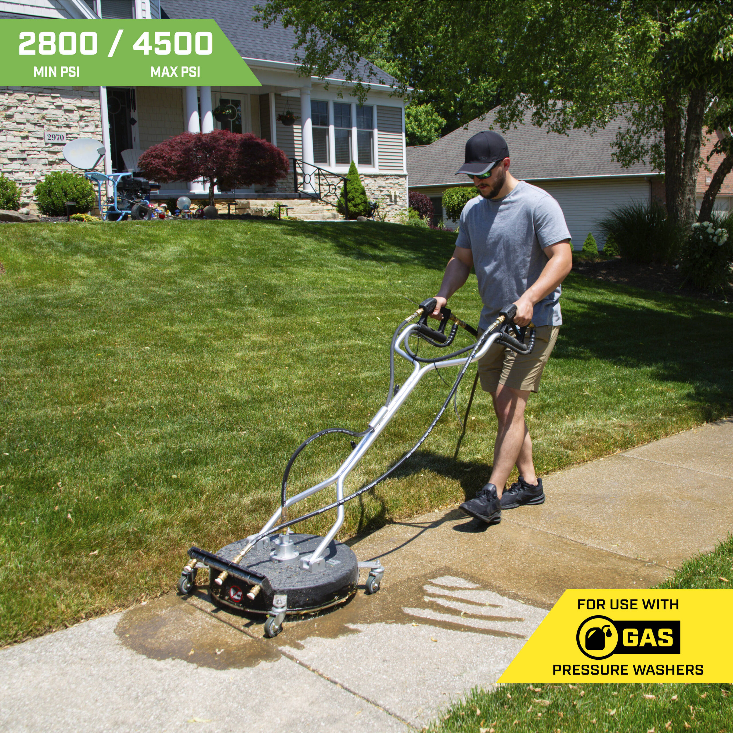 SurfaceMaxx Walk-behind with Water Broom 20-in up to 4500-PSI Rotating surface cleaner for Gas pressure washers