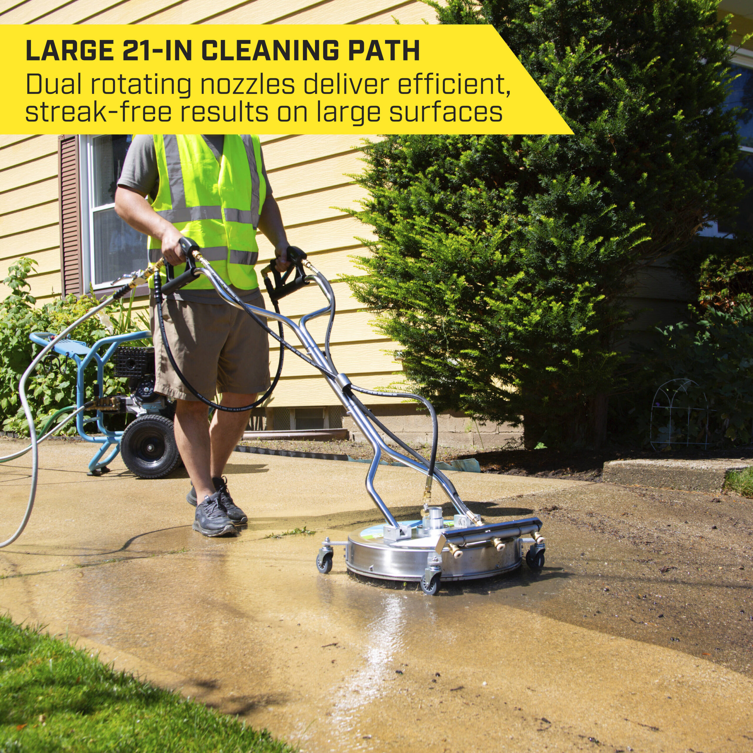 SurfaceMaxx Walk-Behind with Water Broom 21-in up to 4500-PSI Rotating surface cleaner for Gas pressure washers