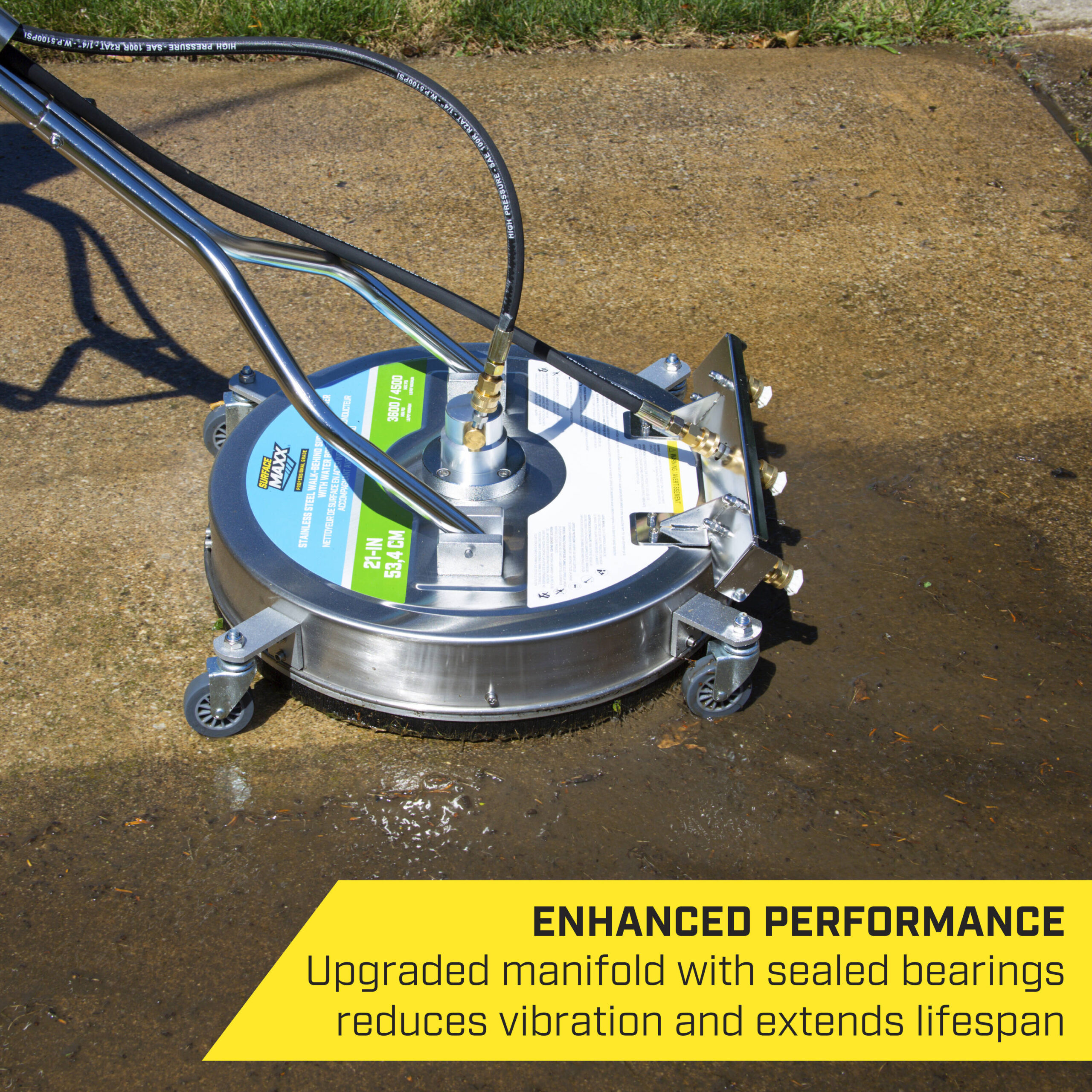 SurfaceMaxx Walk-Behind with Water Broom 21-in up to 4500-PSI Rotating surface cleaner for Gas pressure washers