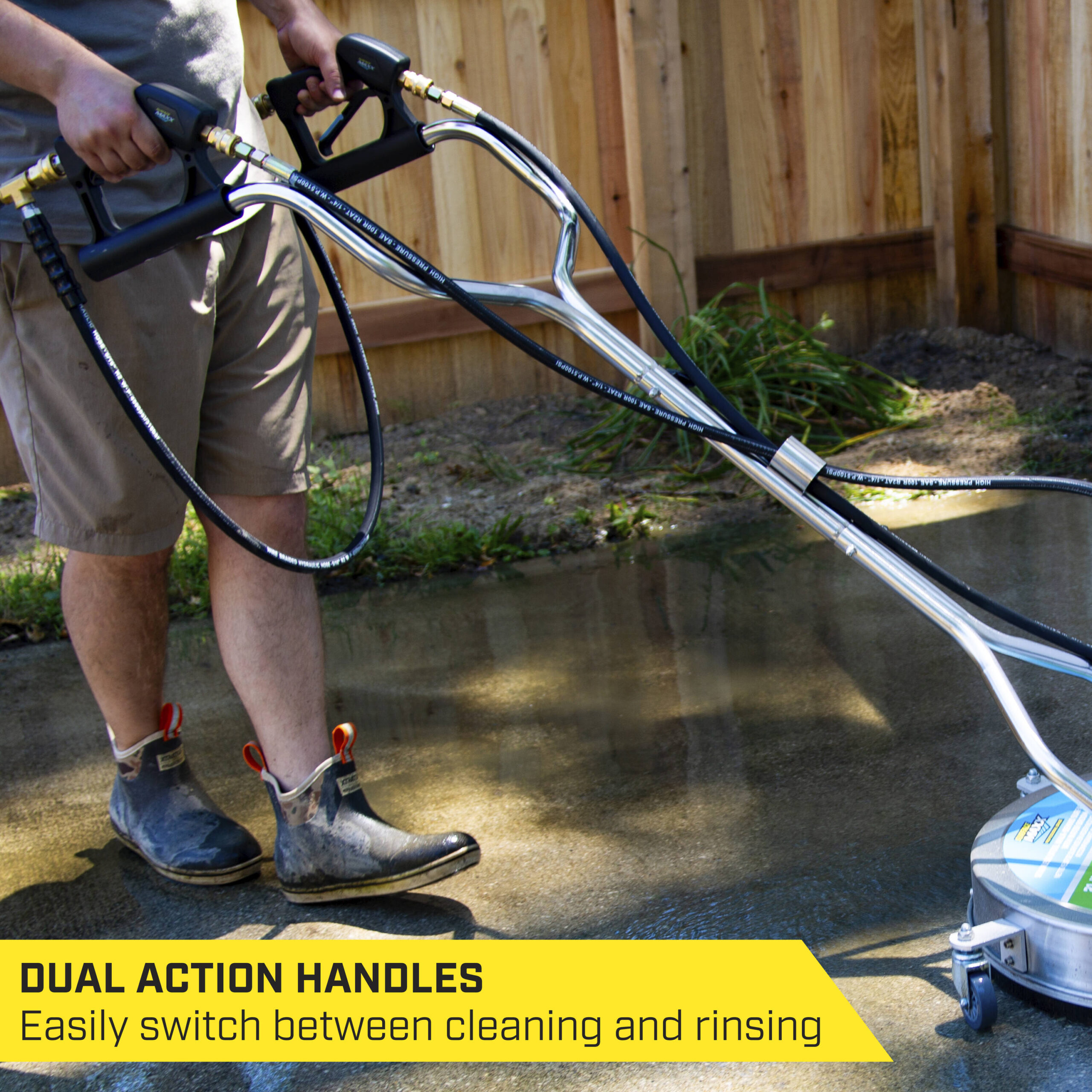 SurfaceMaxx Walk-Behind with Water Broom 21-in up to 4500-PSI Rotating surface cleaner for Gas pressure washers