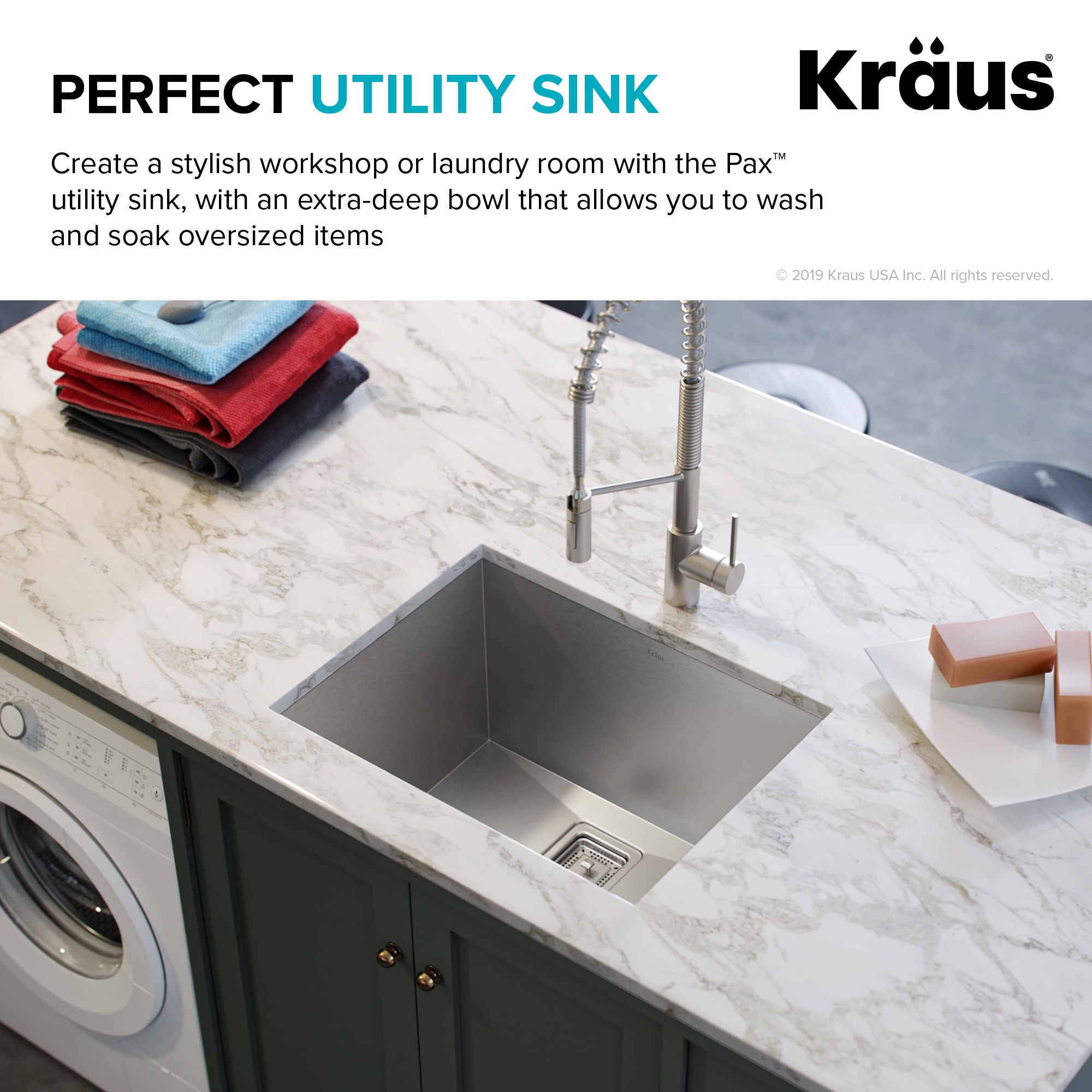 Kraus 18.5-in x 24-in 1 -Basin Stainless steel Undermount Laundry sink with Drain