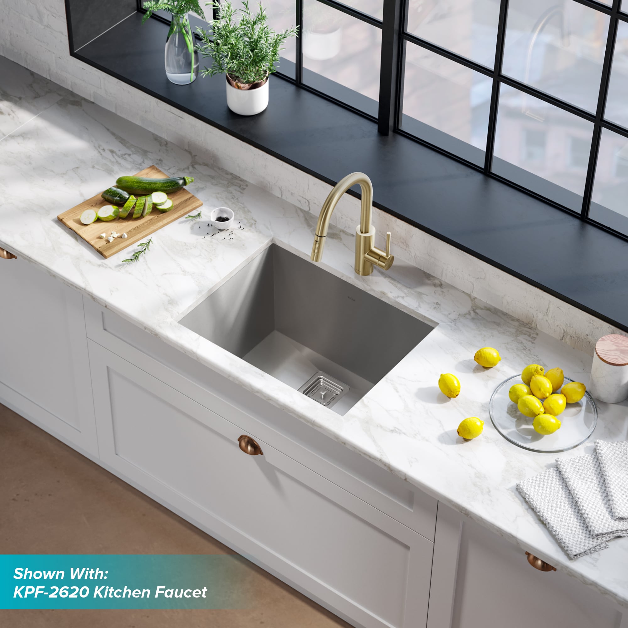 Kraus 18.5-in x 24-in 1 -Basin Stainless steel Undermount Laundry sink with Drain