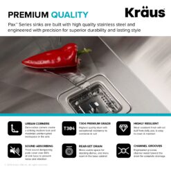 Kraus 18.5-in x 24-in 1 -Basin Stainless steel Undermount Laundry sink with Drain