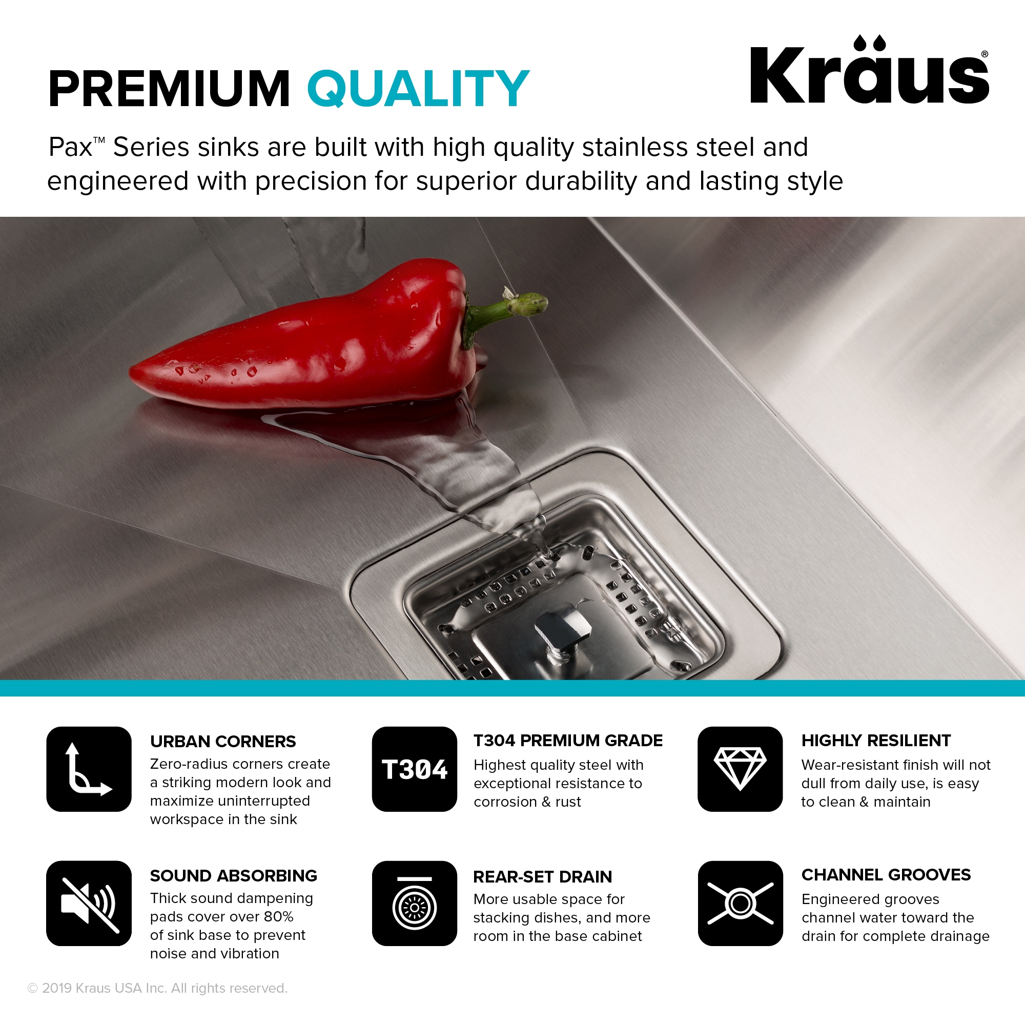 Kraus 18.5-in x 24-in 1 -Basin Stainless steel Undermount Laundry sink with Drain