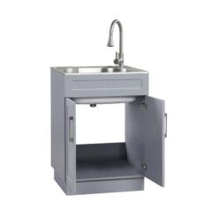 Style Selections 21.4-in x 24.1-in 1 -Basin Light Gray Freestanding Utility tub with Cabinet with Drain with Faucet