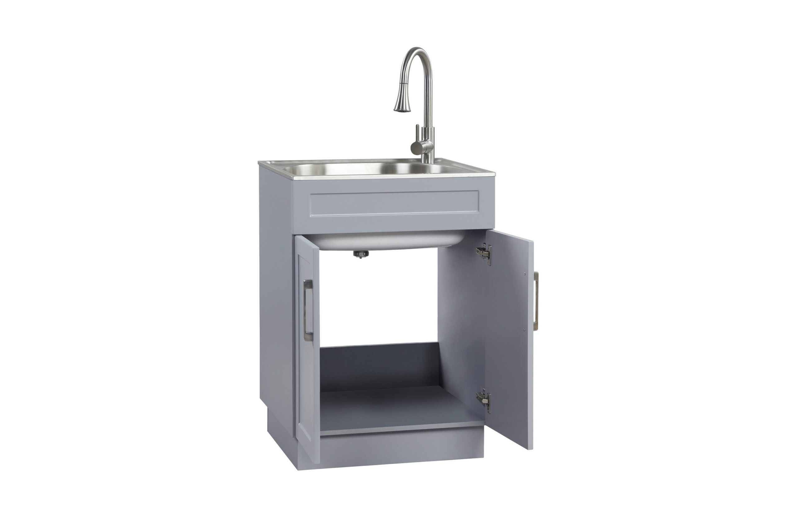 Style Selections 21.4-in x 24.1-in 1 -Basin Light Gray Freestanding Utility tub with Cabinet with Drain with Faucet