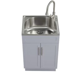 Style Selections 21.4-in x 24.1-in 1 -Basin Light Gray Freestanding Utility tub with Cabinet with Drain with Faucet