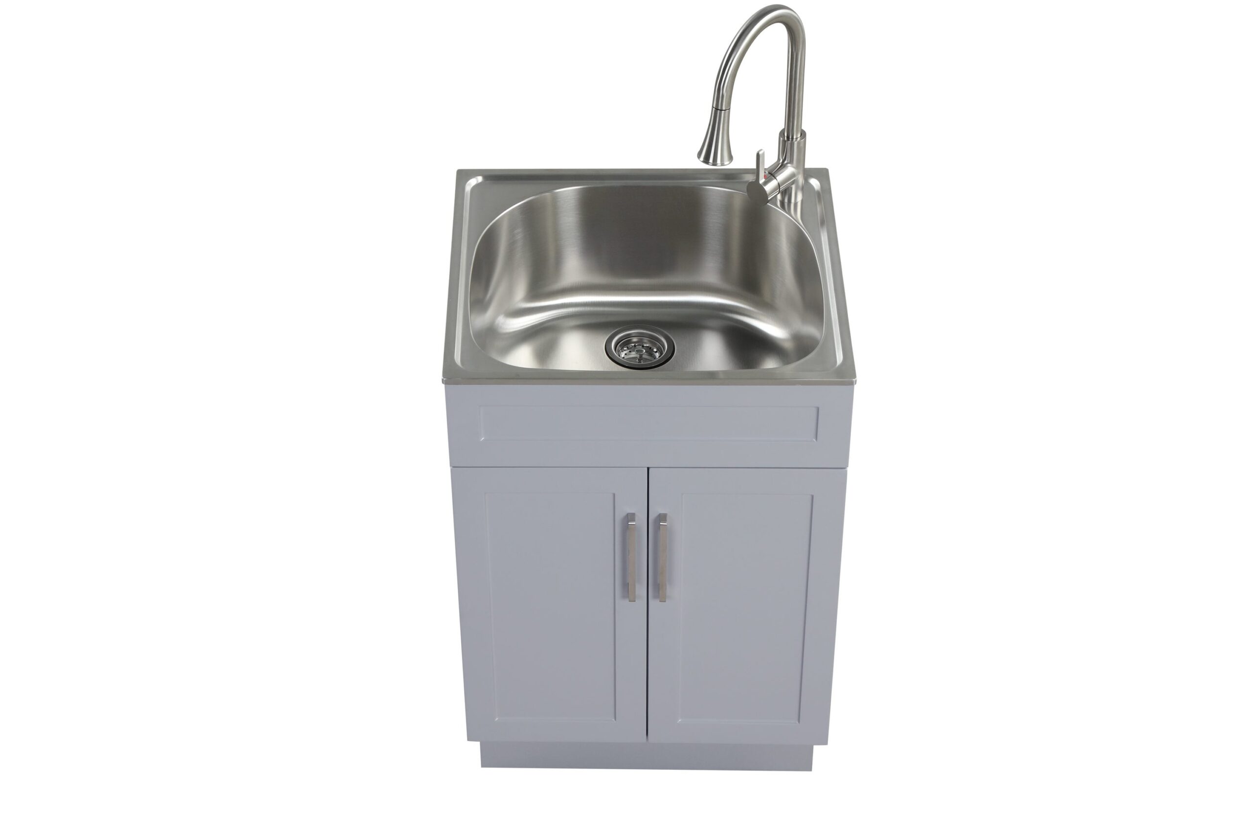 Style Selections 21.4-in x 24.1-in 1 -Basin Light Gray Freestanding Utility tub with Cabinet with Drain with Faucet