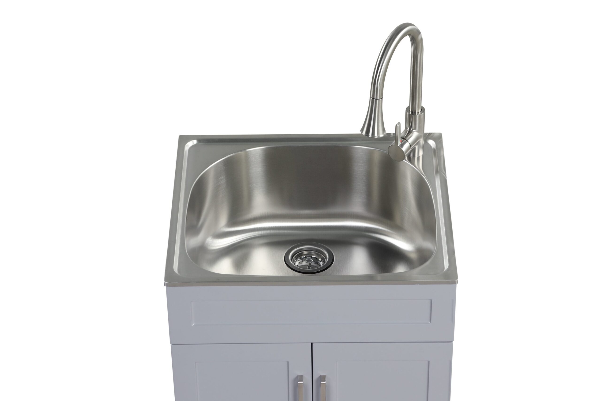 Style Selections 21.4-in x 24.1-in 1 -Basin Light Gray Freestanding Utility tub with Cabinet with Drain with Faucet