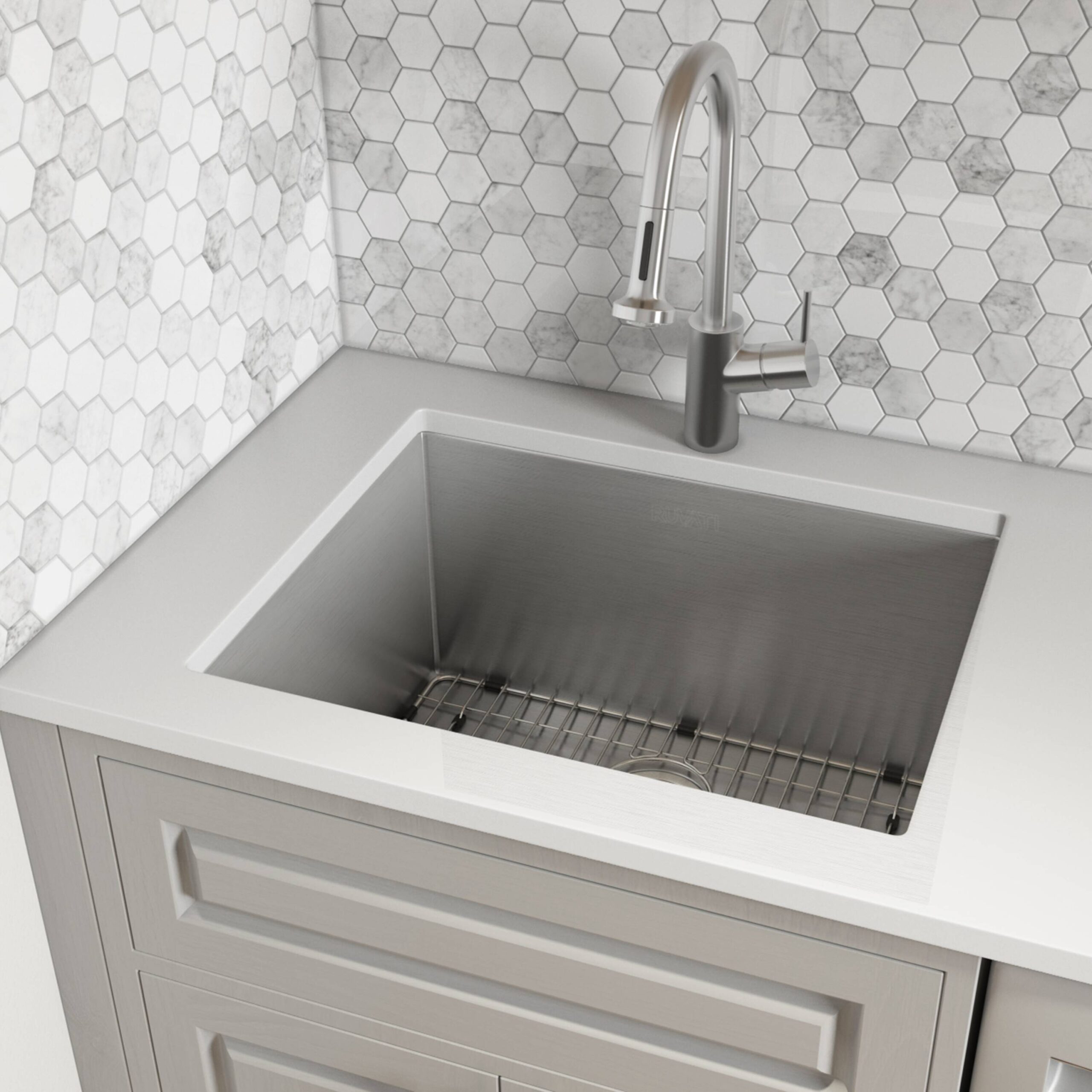 Ruvati 23-in x 18-in 1 -Basin Stainless Steel Undermount Laundry sink with Drain