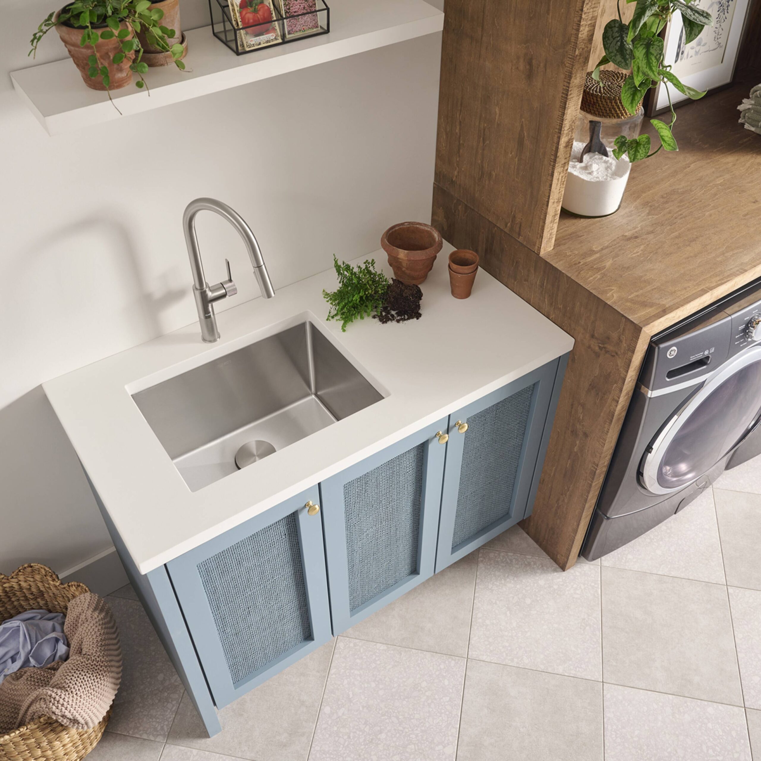 Ruvati 23-in x 18-in 1 -Basin Stainless Steel Undermount Laundry sink with Drain