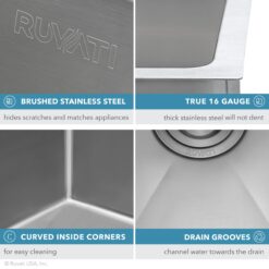 Ruvati 23-in x 18-in 1 -Basin Stainless Steel Undermount Laundry sink with Drain