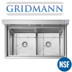 GRIDMANN NSF Stainless Steel 2 Compartment Prep Sink