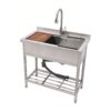 Lordear Workstation Utility Tub 36-in x 21-in 1 -Basin Stainless Steel Freestanding Laundry sink with Drain with Faucet